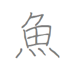 [魚] Handwritten Kanji for fish and its Readings, Radical and Usage