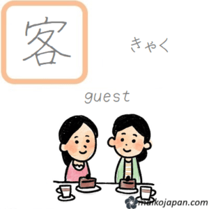 [客] Handwritten Kanji for guest and its Readings, Radical and Usage ...