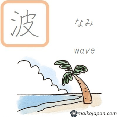 [波] Handwritten Kanji for wave and its Readings, Radical and Usage ...